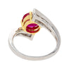 1.8 Carat Round Ruby Diamond Platinum and 18K Gold Bypass Ring