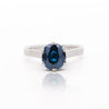 1.80 Carat Oval Blue Sapphire 14K White Gold Cathedral Solitaire Engagement Ring