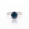 1.80 Carat Oval Blue Sapphire 14K White Gold Cathedral Solitaire Engagement Ring
