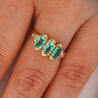1.80 Carat Oval Emerald 3 Stone Ring in 14K Gold