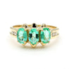 1.80 Carat Oval Emerald 3 Stone Ring in 14K Gold