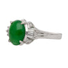 1.85 Carat Untreated Jadeite Jade and Diamond Platinum Ring HK Certified