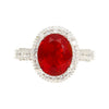 1.98 Carat Oval Opal & Diamond Halo Pave 14K White Gold Filigree Ring