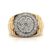 2 Carat Diamond Cluster 14K Gold Ribbed Shank Mens Signet Ring
