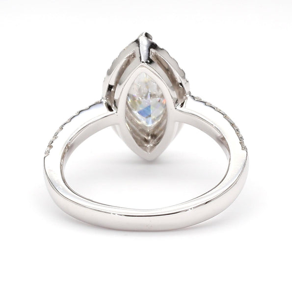 2 Carat Marquise Diamond H Color SI1 Pave Halo 14K White Gold Engagement Ring