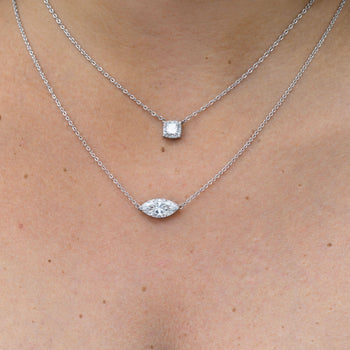 2 Carat Marquise Lab Diamond 14K East West Solitaire Floating Necklace – Assay Jewelers