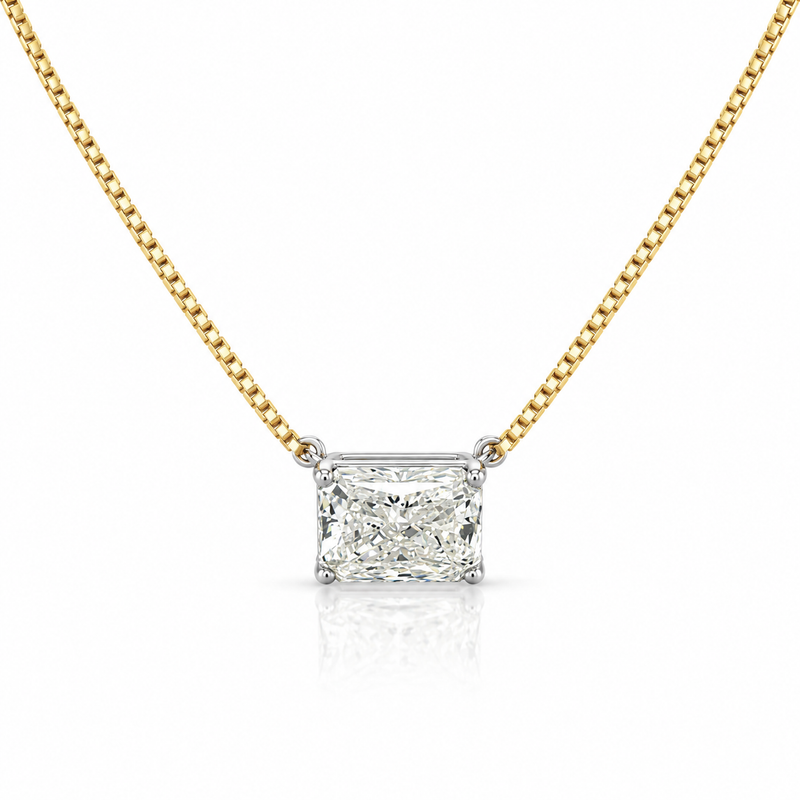 2 Carat Radiant Cut Solitaire Floating Lab Diamond Necklace