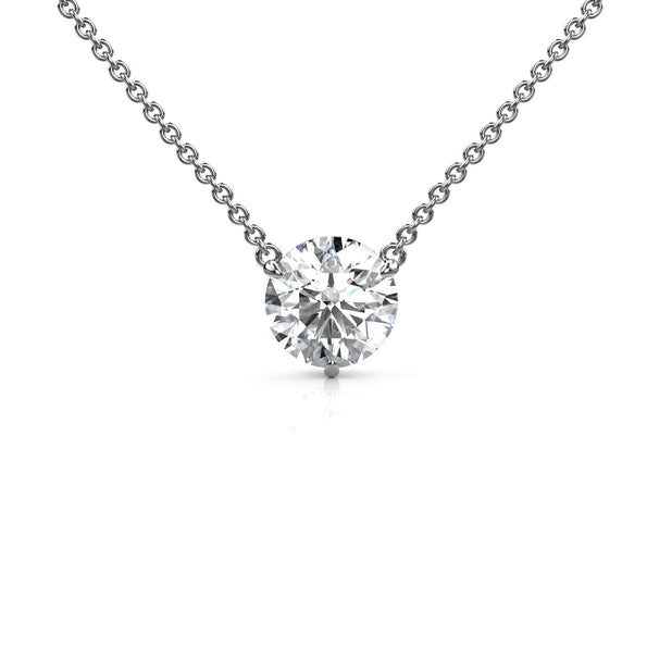 2 Carat Round Cut Lab Grown Diamond Solitaire Floating Pendant Necklace