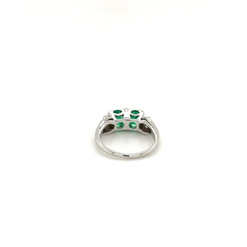 2-Stone 0.92CT TW Round Cut Natural Emerald Ring in 18k White Gold – Assay Jewelers