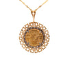 22k Gold 5 Dollar Lady liberty Coin in 14K Gold Frame Pendant Necklace