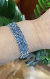28 Carat Oval Cut Aquamarine 3 Row Tennis Bracelet