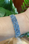 28 Carat Oval Cut Aquamarine 3 Row Tennis Bracelet
