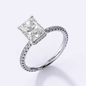 2.0 Carat Long Radiant D/VS2 Diamond Hidden Halo Pave Engagement Ring – Assay Jewelers