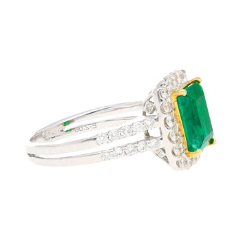 2.06 Carat Old Mine Muzo Colombian Emerald & Diamond Halo with Split Shank 18K Ring – Assay Jewelers