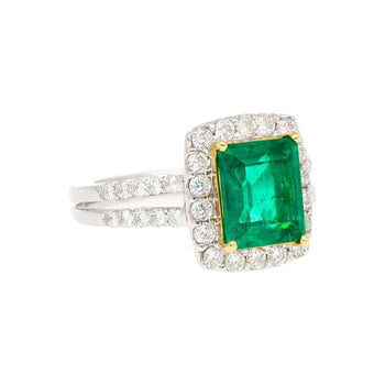 2.06 Carat Old Mine Muzo Colombian Emerald & Diamond Halo with Split Shank 18K Ring – Assay Jewelers