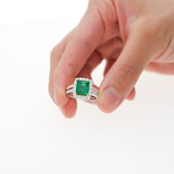 2.06 Carat Old Mine Muzo Colombian Emerald & Diamond Halo with Split Shank 18K Ring – Assay Jewelers