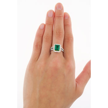 2.06 Carat Old Mine Muzo Colombian Emerald & Diamond Halo with Split Shank 18K Ring – Assay Jewelers