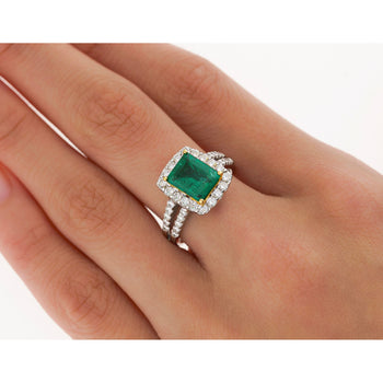 2.06 Carat Old Mine Muzo Colombian Emerald & Diamond Halo with Split Shank 18K Ring – Assay Jewelers