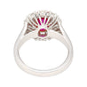 2.09 Carat Oval Cut Burma Ruby No Heat GRS Certified & Diamond Halo Platinum Ring