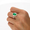 2.22 Carat Emerald Cut Natural 10MM Emerald & Baguette Diamond Ring