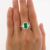 2.22ct Emerald Cut Colombian Emerald & Baguette Diamond Ring