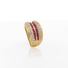 2.28 Carat Square Ruby & Diamond Channel Set 18K Gold Multi-Row Ring