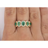 2.29 Carat Oval Cut Emerald and Diamond Wedding Band in 18K Gold