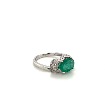 2.37 Carat Oval Cut Emerald in Retro Curved White Gold 4-Prong Ring – Assay Jewelers