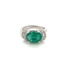 2.37 Carat Oval Cut Emerald in Retro Curved White Gold 4-Prong Ring