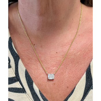 2.5 Carat Cushion Cut Lab Grown Diamond Floating Connected Necklace 14K Gold – Assay Jewelers
