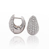 2.5 Carat Diamond Pave 18K White Gold Clip Hoop Cuff Earrings