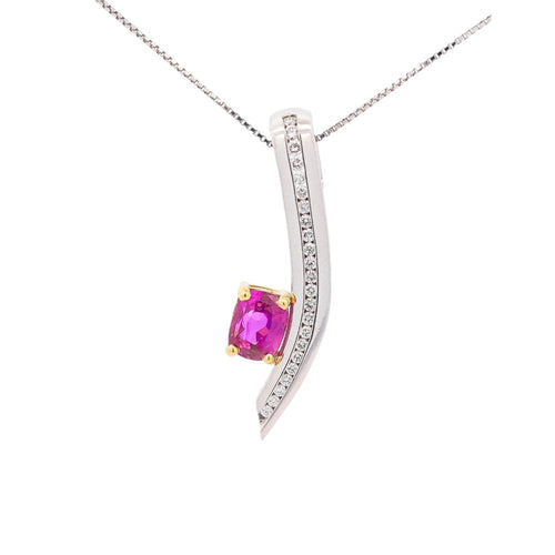 2.5 Carat GIA Certified Cushion-Cut Pink Sapphire and Diamond 18K Pendant