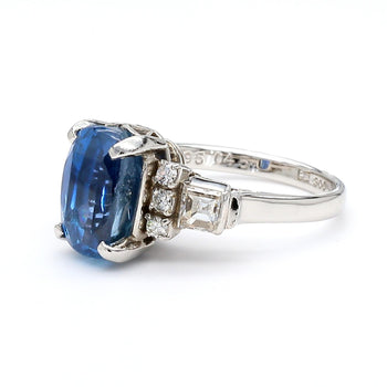 2.51 Carat Oval Blue Sapphire & Mixed Diamond Platinum Art Deco Ring – Assay Jewelers