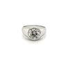 2.6 Carat Round Cut Lab Grown Diamond in 14K White Gold Bezel Set Mens Solitaire Ring