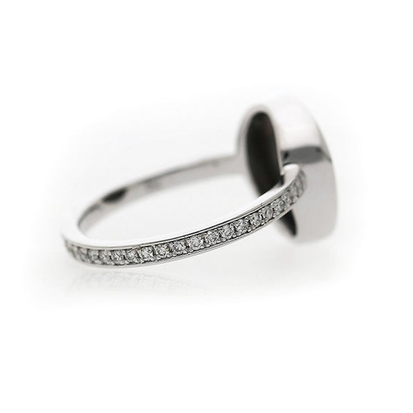2.70 Carat Black Opal Freeform Shape Bezel Set 18K White Gold Ring