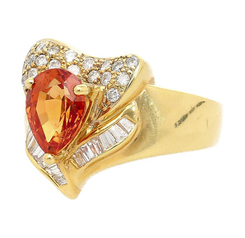 2.87 Carat Pear-Cut Orange Sapphire Heart Ring 18K Gold – Assay Jewelers