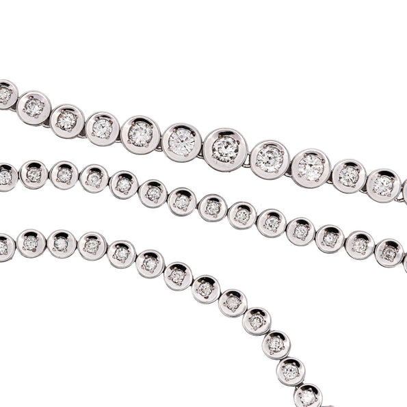 3 Carat Graduated Thick Bezel Diamond Platinum Tennis Necklace