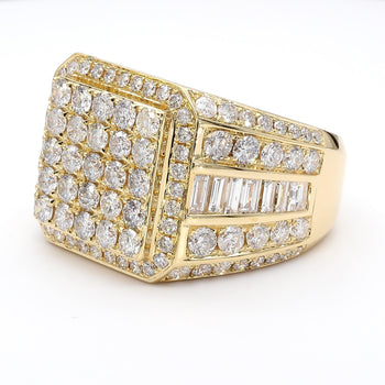 3 Carat Round & Baguette Diamond 14K Gold Mens Cluster Ring – Assay Jewelers