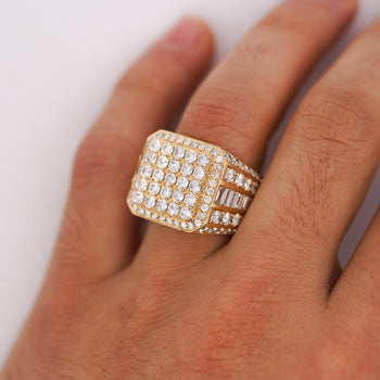 3 Carat Round & Baguette Diamond 14K Gold Mens Cluster Ring – Assay Jewelers
