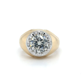 3 Carat Round Cut Lab Grown Diamond Solitaire Mens Ring in 18k Gold – Assay Jewelers