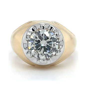 3 Carat Round Cut Lab Grown Diamond Solitaire Mens Ring in 18k Gold – Assay Jewelers