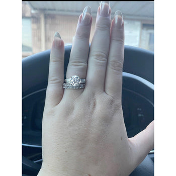 3 Carat Round Lab Grown Diamond With Baguette Diamond Side Stones in Vintage Platinum Ring – Assay Jewelers