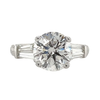 3 Carat Round Lab Grown Diamond With Baguette Diamond Side Stones in Vintage Platinum Ring