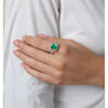 3 Carat Vivid Green Colombian Emerald and Diamond Halo Ring 18K White Gold