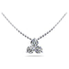 3 Stone Diamond Mini Triangle Pendant Necklace 14K White Gold