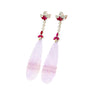 33 Carat Carved Lavender Jadeite Jade Drop Earrings With Rubies & Diamonds