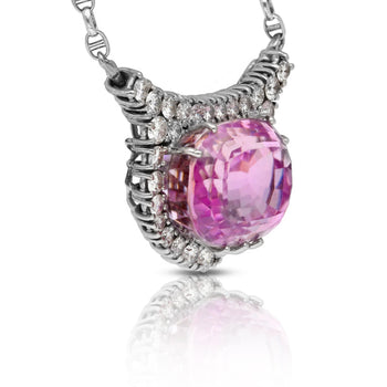 36.10ct Cushion-Cut Kunzite Diamond 18K White Gold Necklace – Assay Jewelers