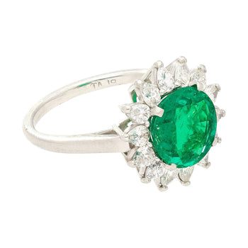 3.02 Carat Vivid Green Round Cut Colombian Emerald and Diamond Halo Platinum Ring – Assay Jewelers