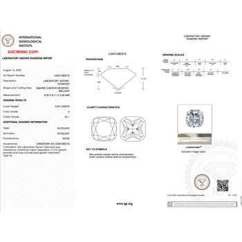 3.03 Carat, Cushion Cut, H Color, VS1 Clarity Lab grown Diamond in Platinum Ring – Assay Jewelers