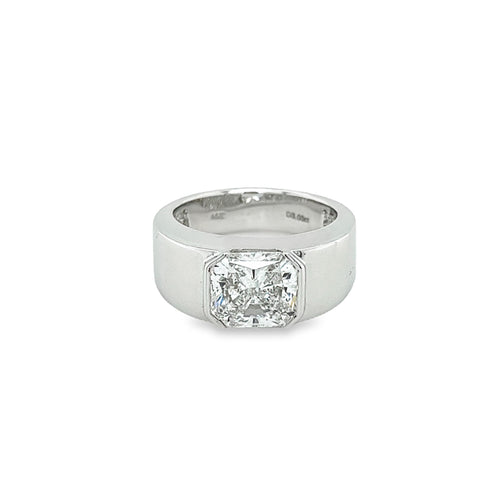 3.03 Carat Radiant Cut Diamond East West Ring 14K White